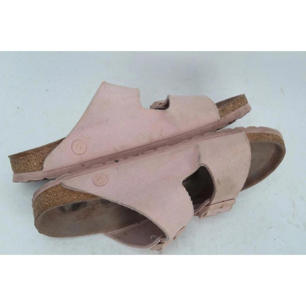 Birkenstock Arizona Vegan Soft Pink Canvas Shoes Slide Slip On  39 / 8 Narrow - Picture 7 of 13